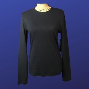 𝅺jones NEW YORK Stretch Pullover Crew Neck Top, NAVY BLUE, NWT, Size L